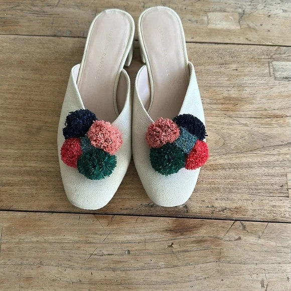 Loeffler Randall Lulu Pom Pom Mules – Canvas – Size 7 – GUC - Picture 3 of 8